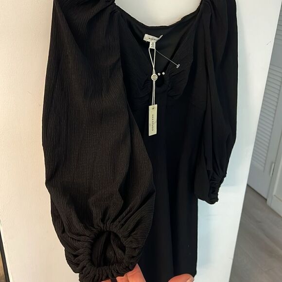 NWT Max Studio 3/4 Sleeve Babydoll Dress Black M - Picture 5 of 8
